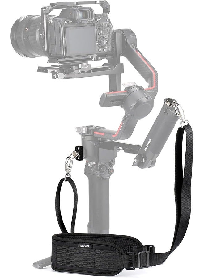 RS4 RS3 Neck Strap with Two NATO Rails  1/4 D Rings for DJI RS4 RS4 Pro RS3 Pro RS2 RSC2 Ronin SC Gimbal Stabilizer, 5.9ft/180cm Length Adjustable Weight Reducing Shoulder Strap, GA019 - Image 1